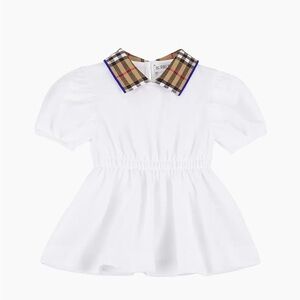 Burberry  Baby Girl's Check Collar Puff Sleeve Dress Size 4 . *Dirty*
